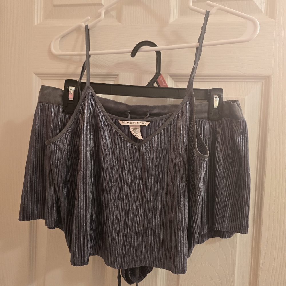 Gray Pleated Mini Pajama Set for Night Out